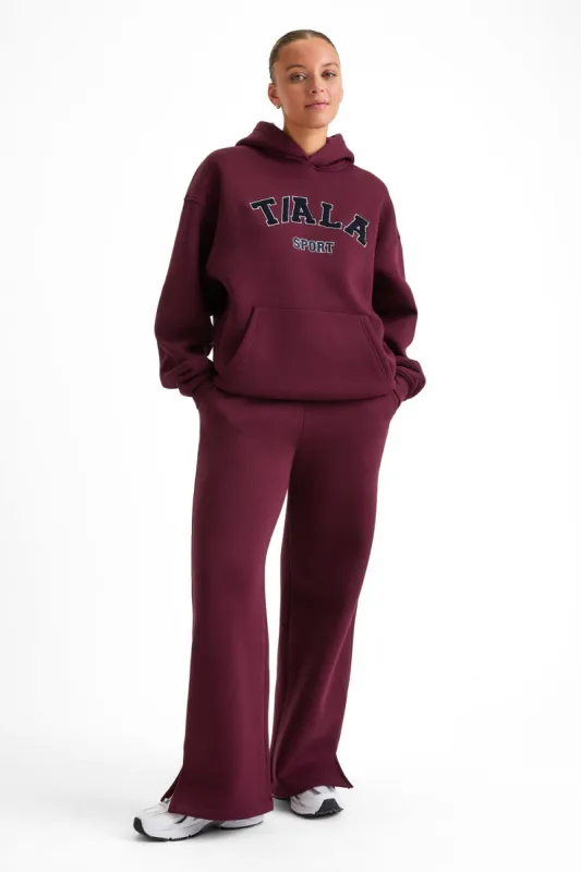 WIDE LEG CLUB LOGO JOGGER - BURGUNDY sold by TALA