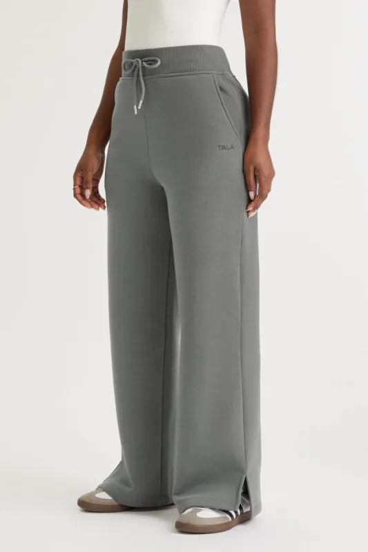 WIDE LEG CLUB LOGO JOGGER - SLATE GREY sold by TALA