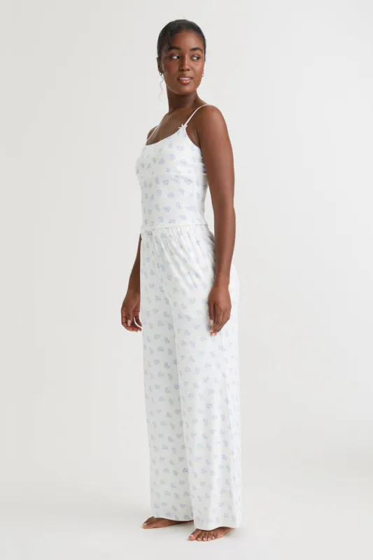 SOFT LOUNGE WIDE LEG PYJAMA BOTTOMS - CROISSANT PRINT sold by TALA
