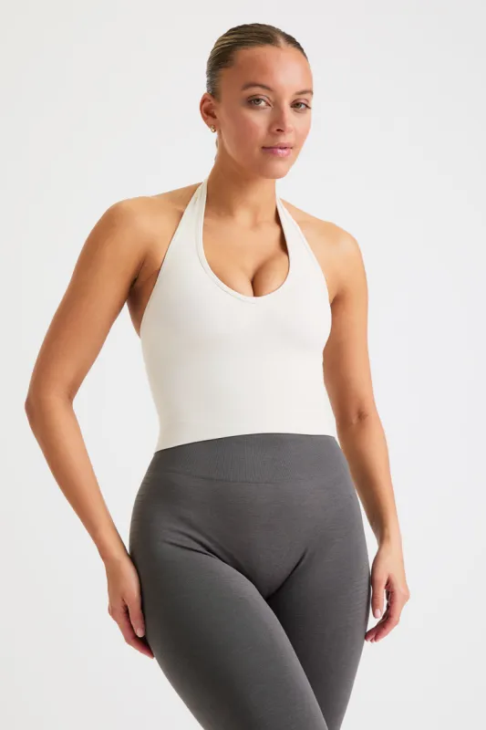 Sculpt Seamless Halter Tank - Milk Marl sold by TALA