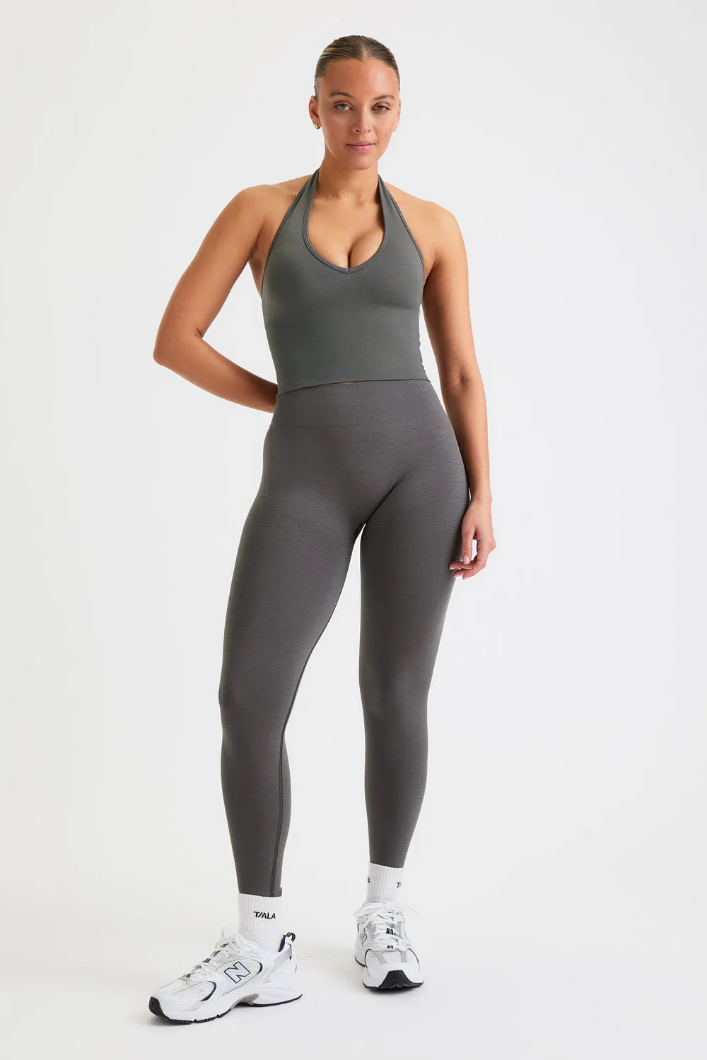 Sculpt Seamless Halter Tank - Dark Olive Marl sold by TALA product image thumbnail 5