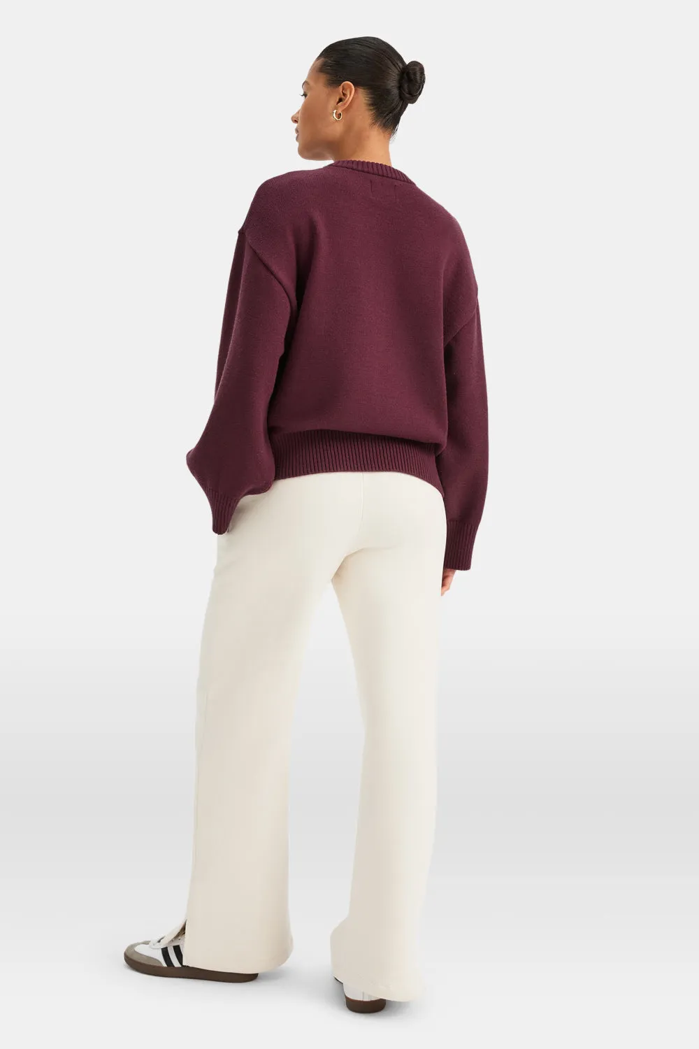 T Logo Knit Sweater - Burgundy And Buttermilk sold by TALA product image thumbnail 5