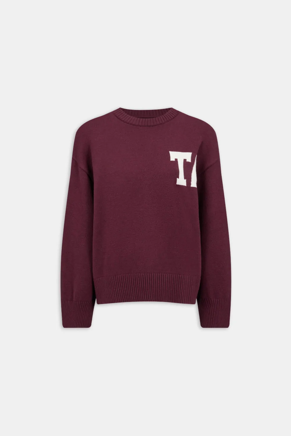 T Logo Knit Sweater - Burgundy And Buttermilk sold by TALA product image thumbnail 2