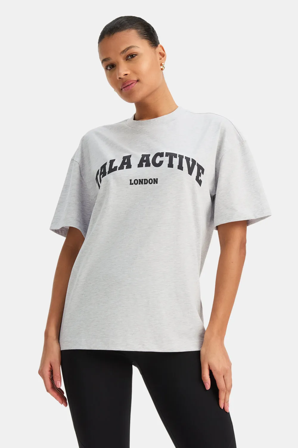 TALA Active Logo Tee - Grey Marl sold by TALA