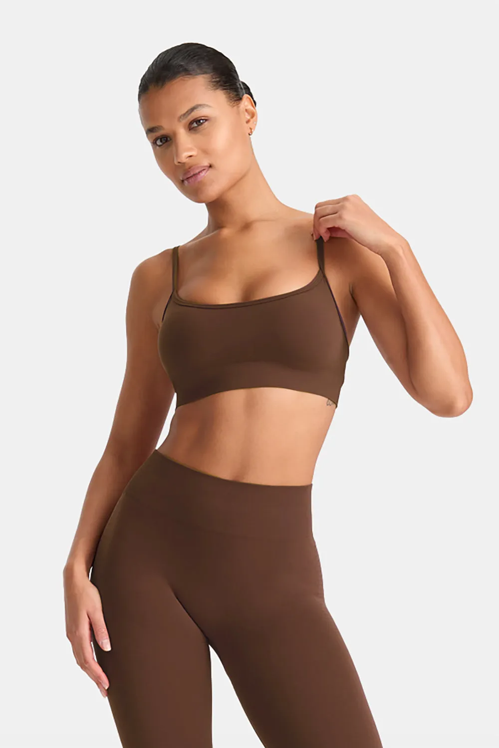 Sculpt Seamless Bandeau Sports Bra - Coffee Marl sold by TALA