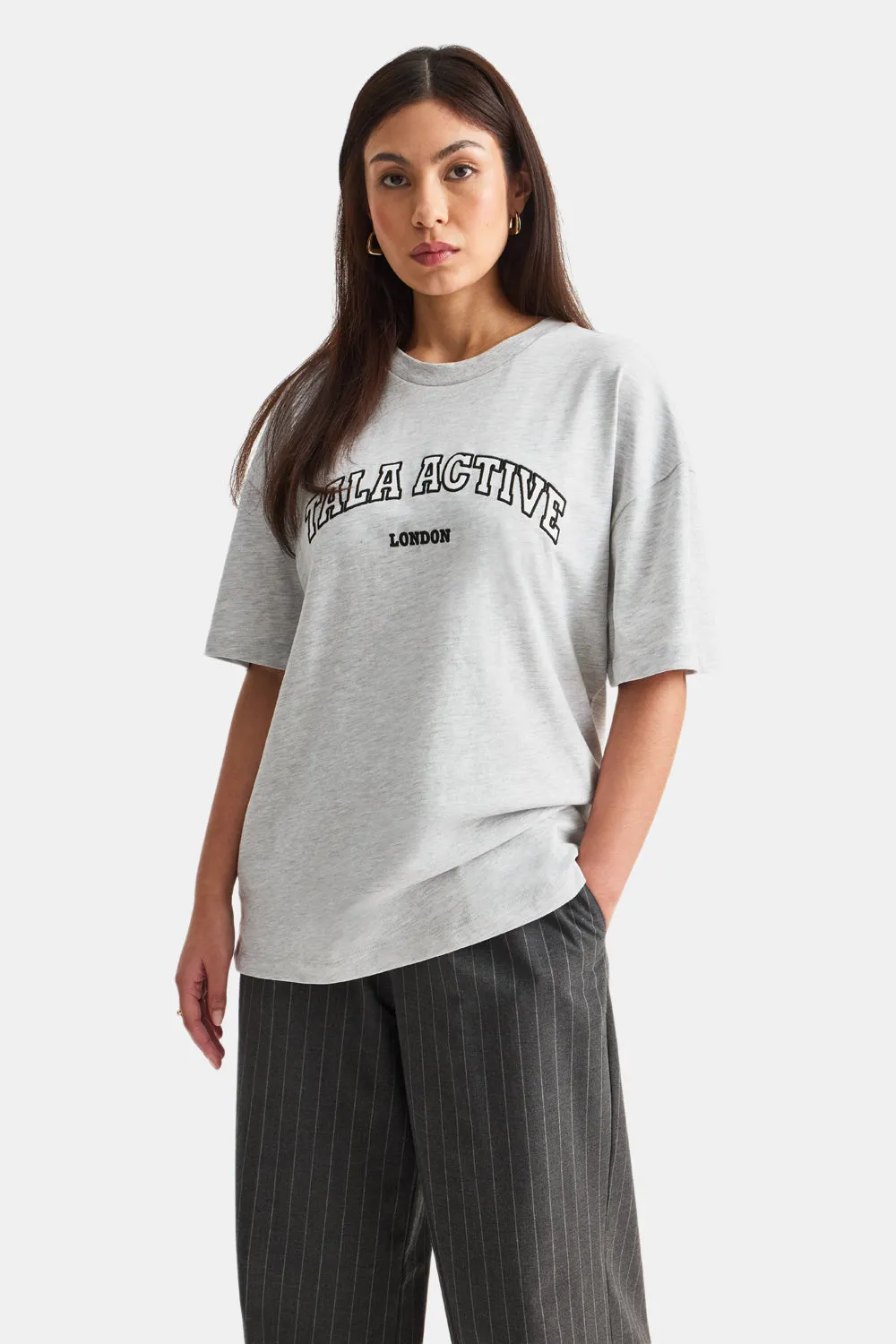 TALA Active Applique Tee - Grey Marl sold by TALA