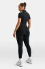 SkinLuxe Zip Through Short Sleeve Running Top - Shadow Black sold by TALA