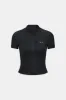 SkinLuxe Zip Through Short Sleeve Running Top - Shadow Black sold by TALA