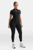 SkinLuxe Zip Through Short Sleeve Running Top - Shadow Black sold by TALA