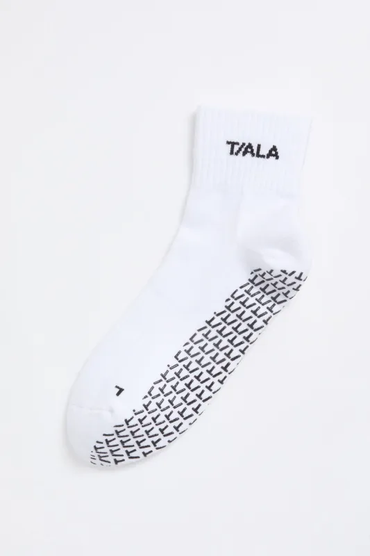 TALA LOGO PILATES GRIP SOCKS 2 PACK - WHITE sold by TALA