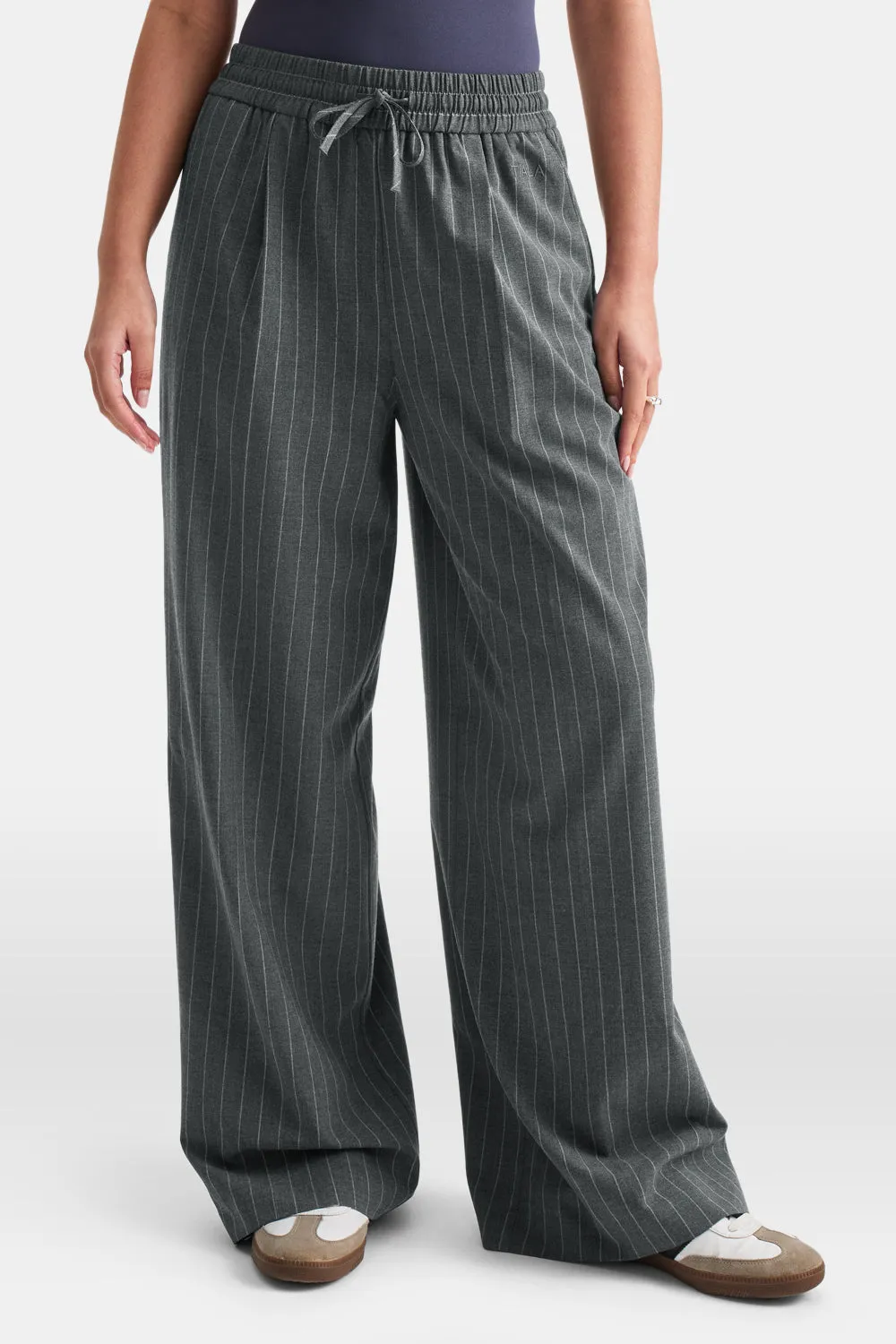 Everyday Tailoring Drawstring Trousers - Charcoal Grey Stripe sold by TALA product image thumbnail 4