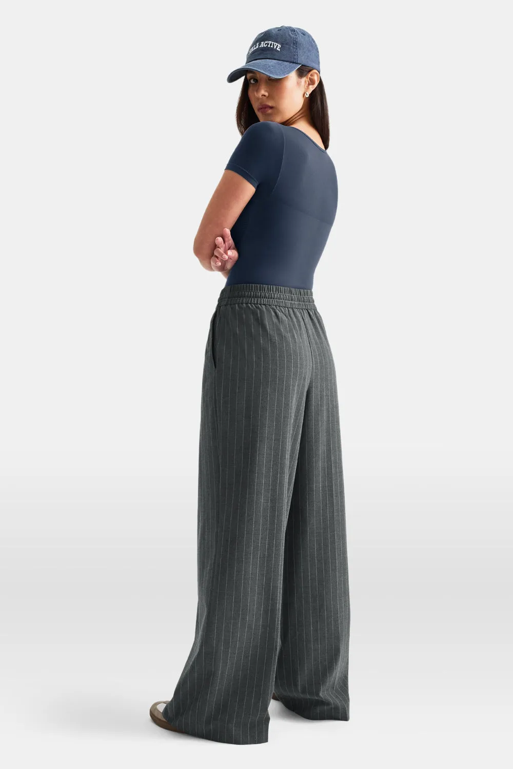 Everyday Tailoring Drawstring Trousers - Charcoal Grey Stripe sold by TALA product image thumbnail 3