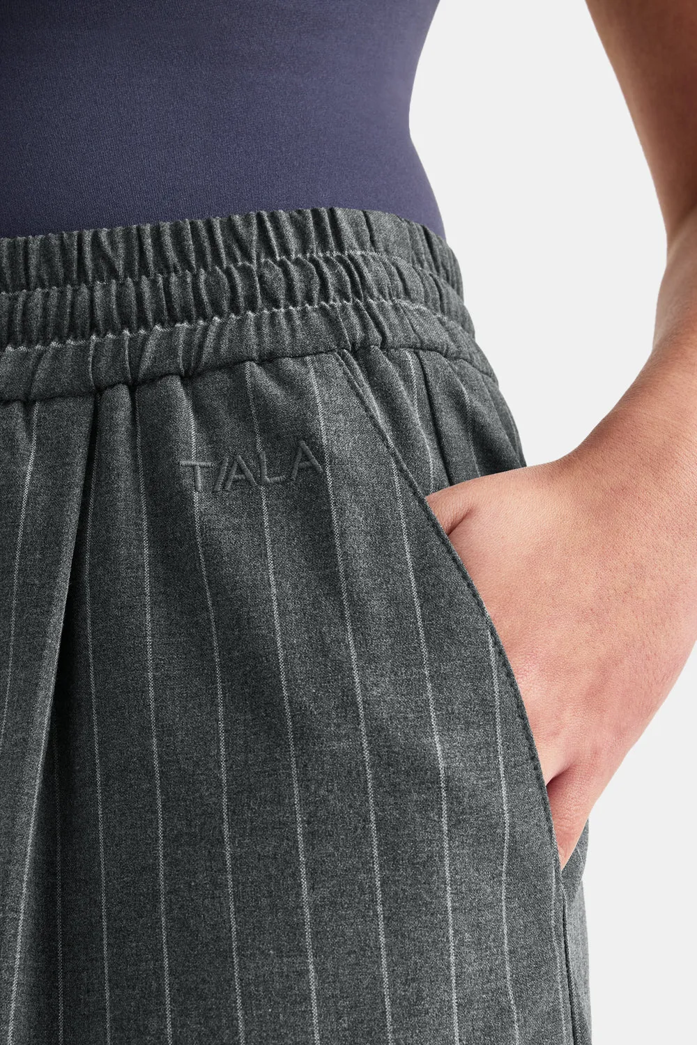 Everyday Tailoring Drawstring Trousers - Charcoal Grey Stripe sold by TALA product image thumbnail 5