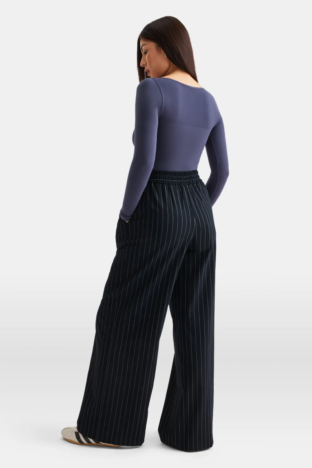 Everyday Tailoring Drawstring Trousers - Navy Stripe sold by TALA product image thumbnail 4