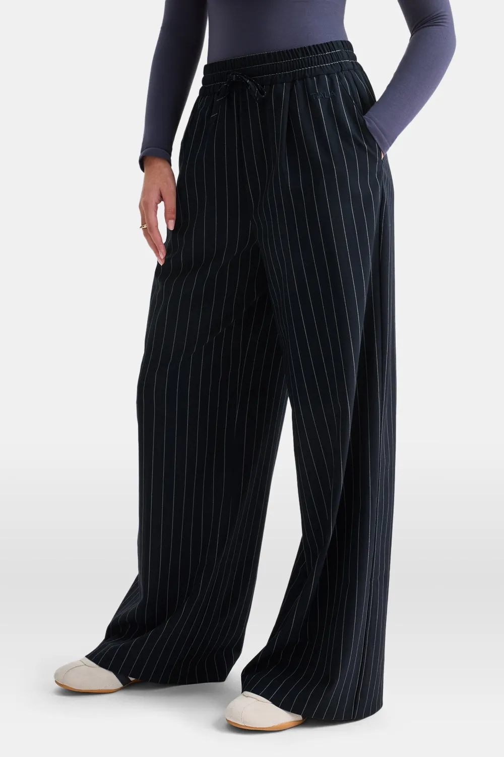 Everyday Tailoring Drawstring Trousers - Navy Stripe sold by TALA product image thumbnail 3
