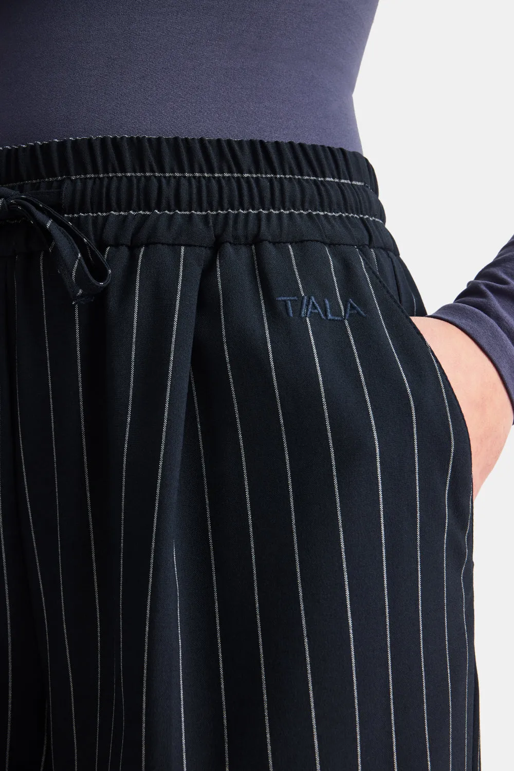 Everyday Tailoring Drawstring Trousers - Navy Stripe sold by TALA product image thumbnail 5