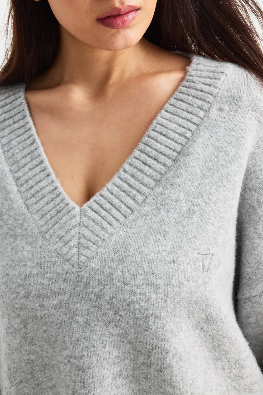 V Neck Jumper - Grey Marl sold by TALA product image thumbnail 4
