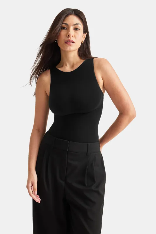 365 Contour Boat Neck Bodysuit - Shadow Black sold by TALA