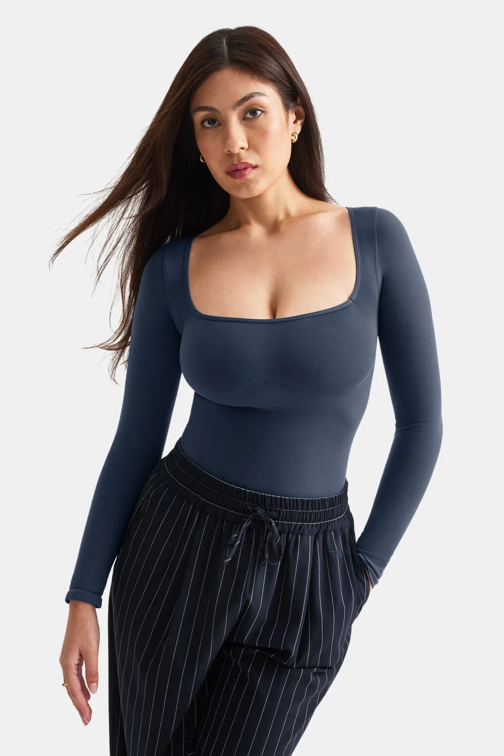 365 Contour Square Neck Bodysuit - Washed Navy sold by TALA