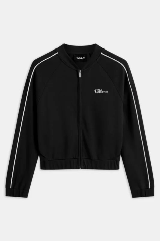 Contrast Piping Track Jacket - Shadow Black sold by TALA