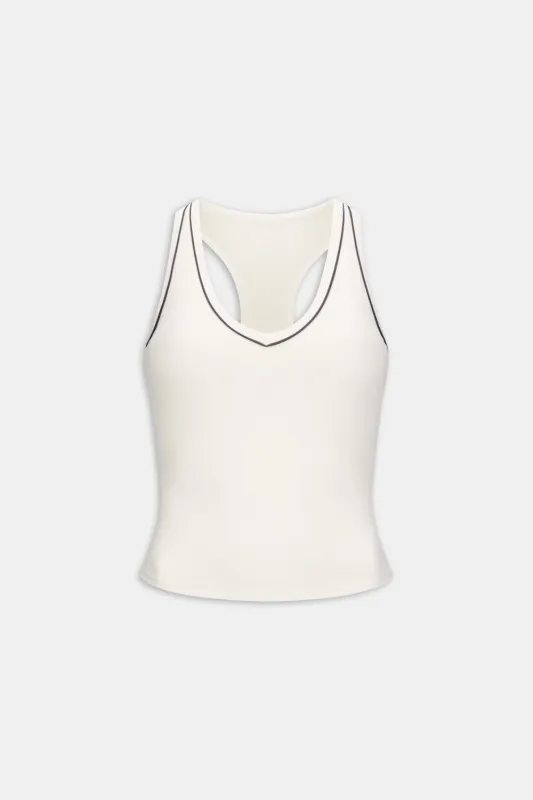 DayFlex Built-In Support V Neck Racer Vest - Ivory sold by TALA
