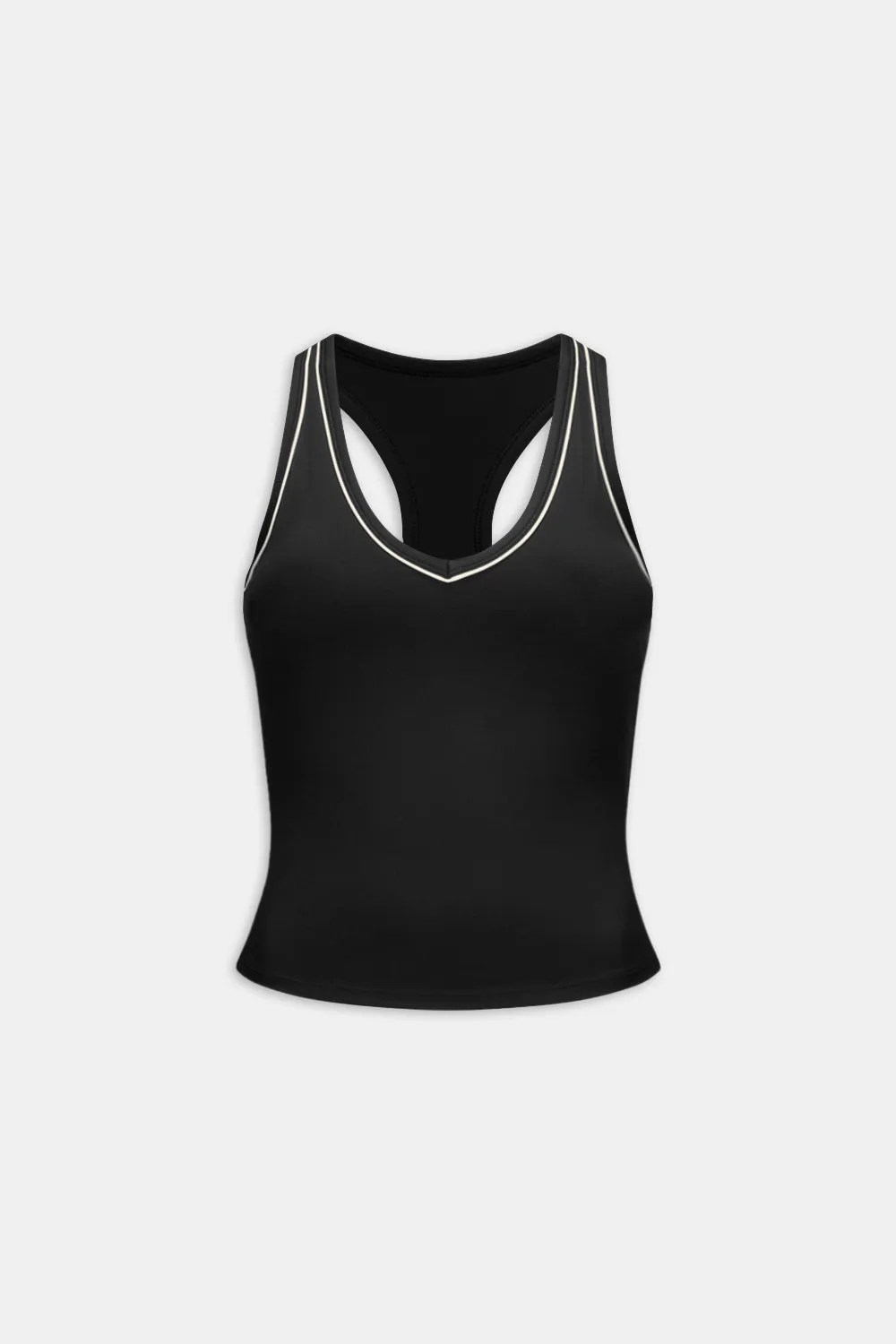 DayFlex Built-In Support V Neck Racer Vest - Shadow Black sold by TALA