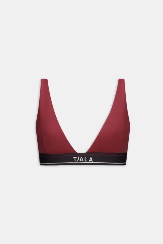 DayFlex V Neck Logo Band Sports Bra - Vintage Red sold by TALA