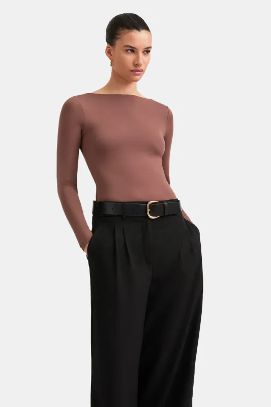 365 Boat Neck Long Sleeve Top - Clay sold by TALA