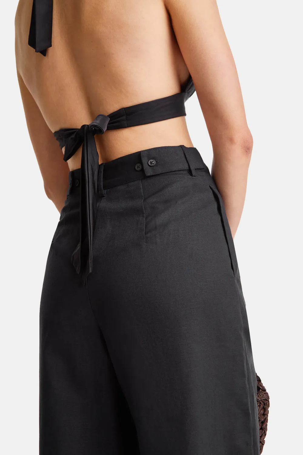 Heavyweight Linen Tailored Wide Leg Trousers - Black Onyx sold by TALA product image thumbnail 5
