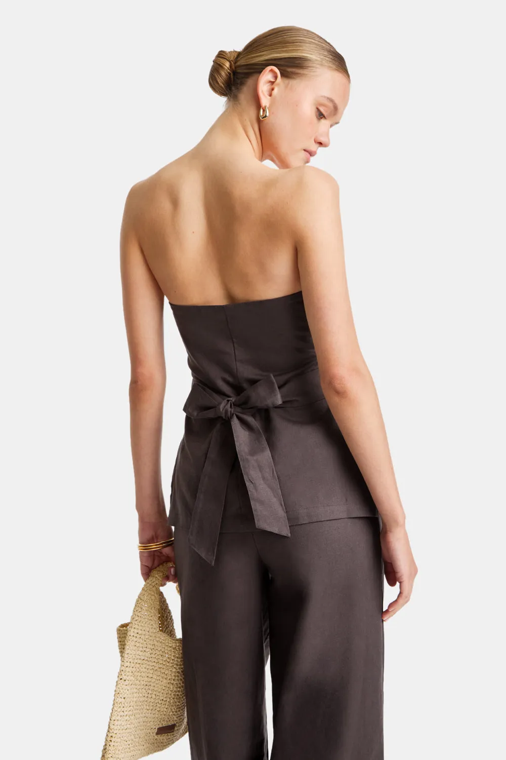 Heavyweight Linen Longline Strapless Top - Espresso sold by TALA product image thumbnail 4