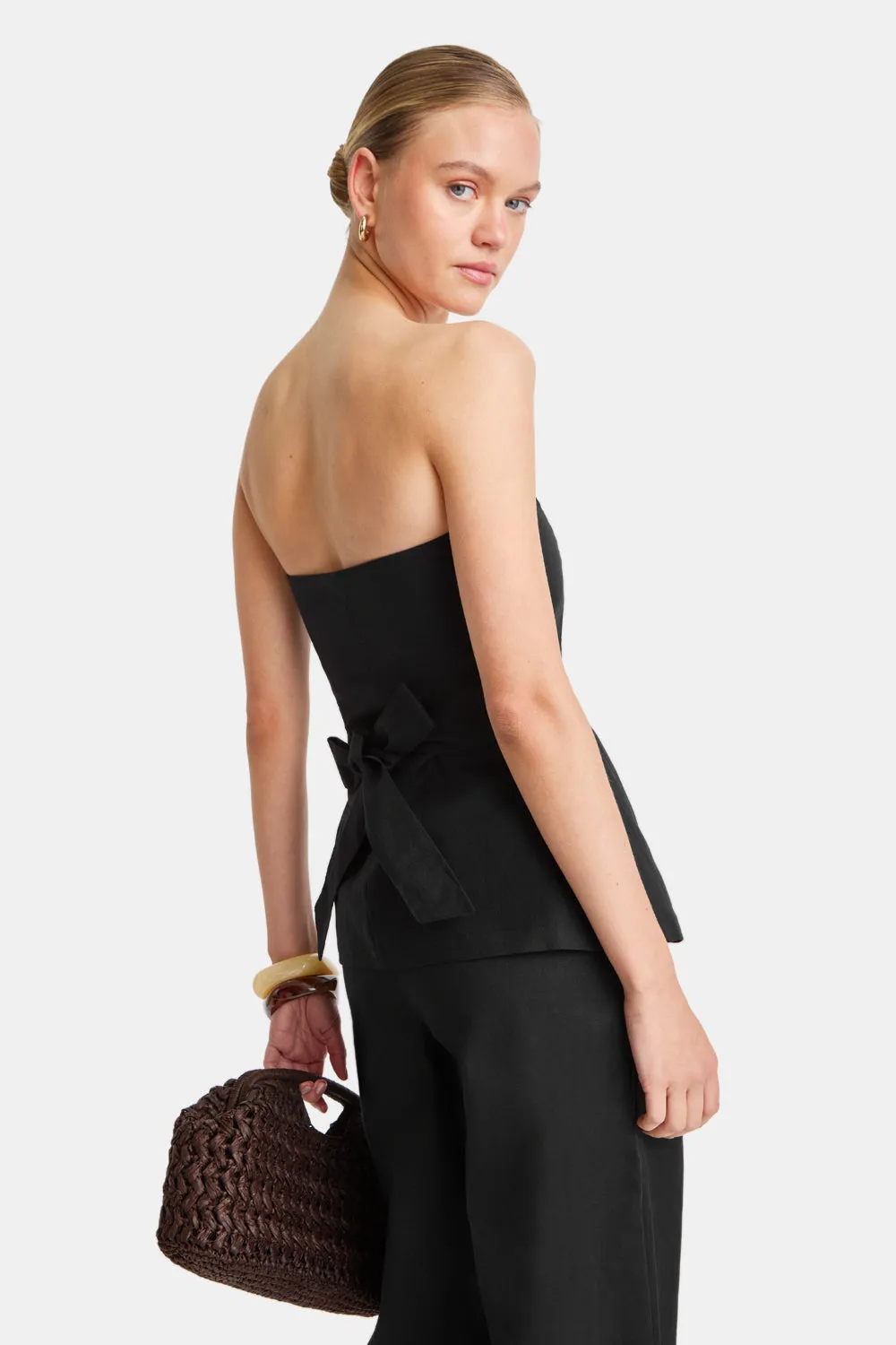 Heavyweight Linen Longline Strapless Top - Black Onyx sold by TALA product image thumbnail 3