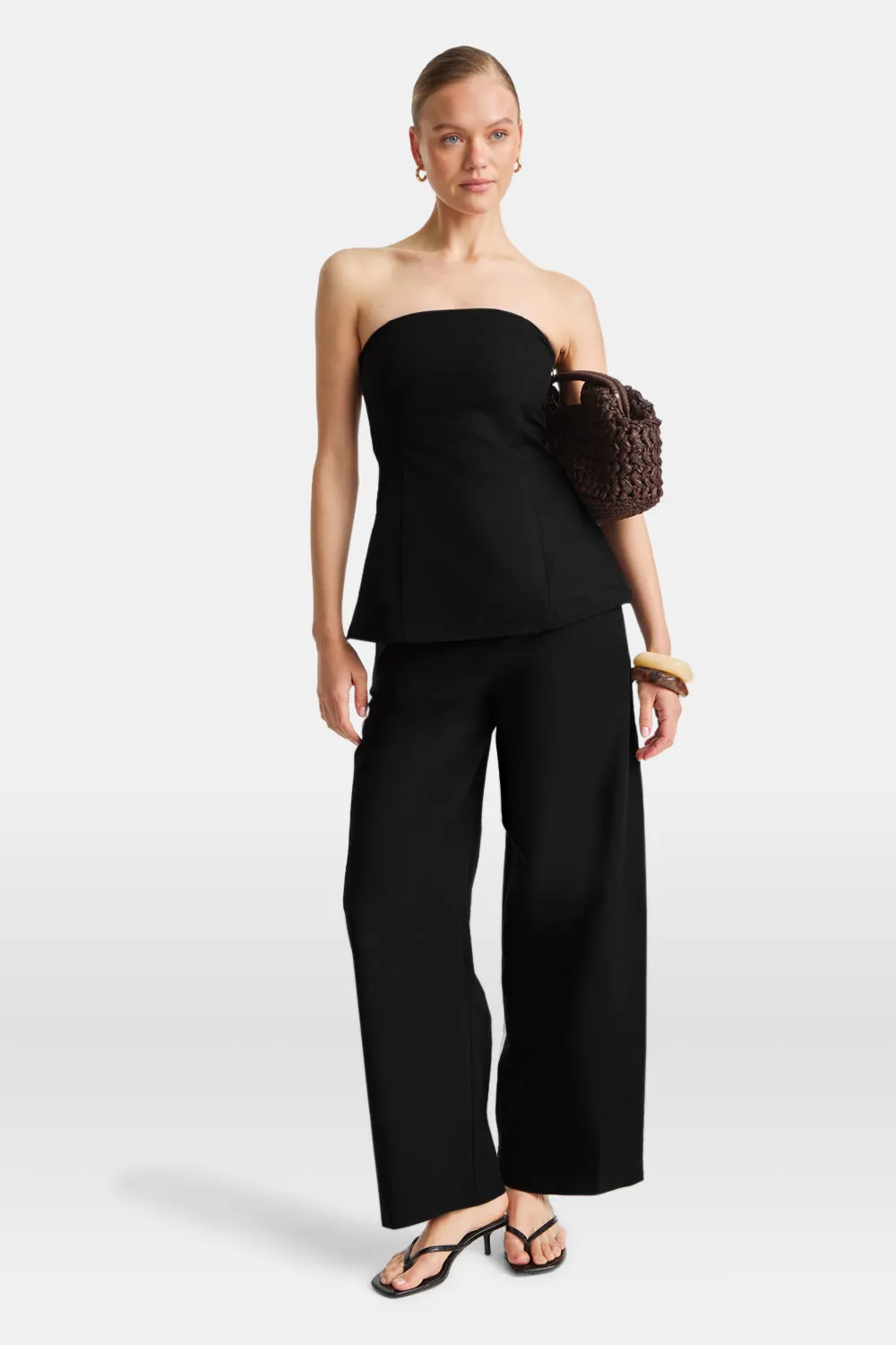 Heavyweight Linen Longline Strapless Top - Black Onyx sold by TALA