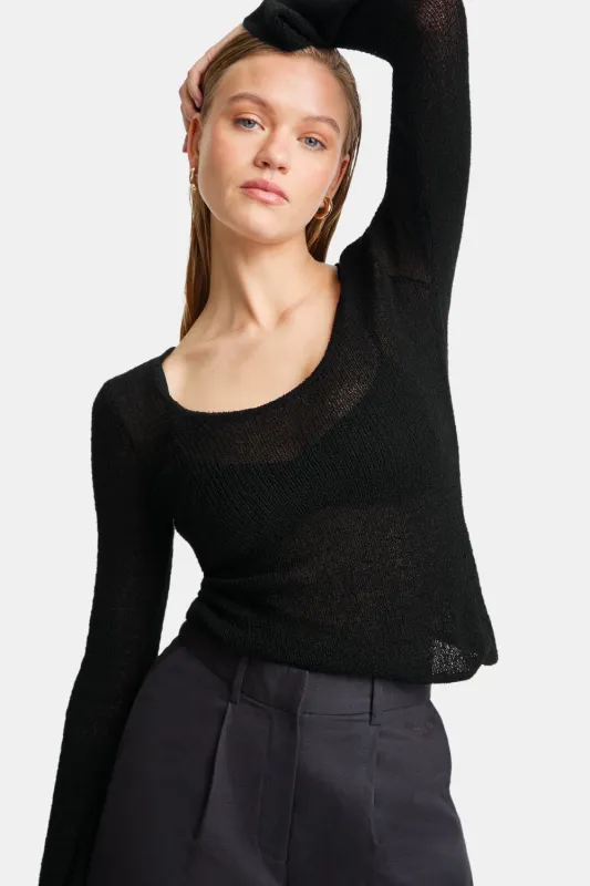 Multiway Long Sleeve Resort Knit Top - Shadow Black sold by TALA