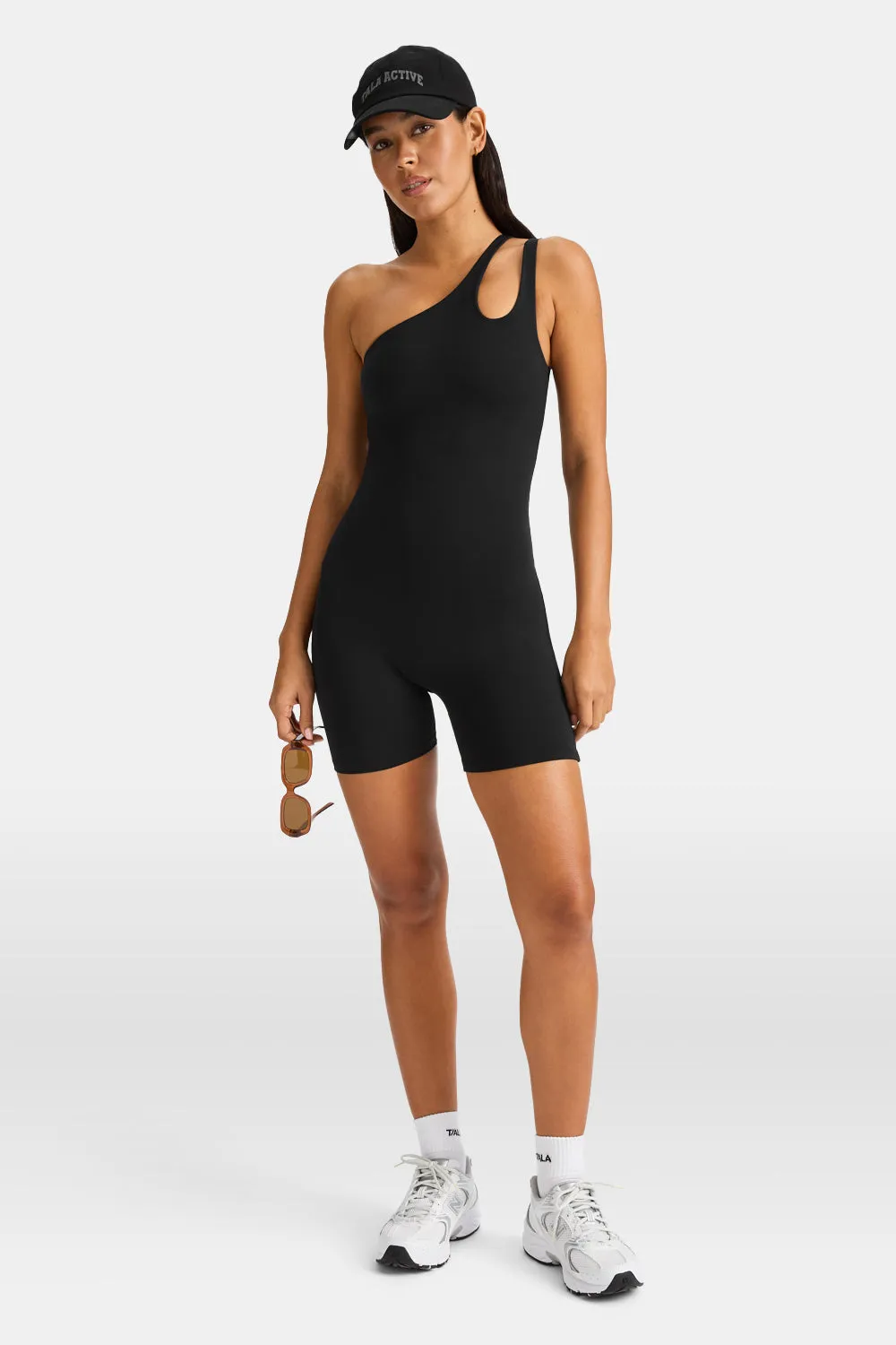 SkinLuxe Asymmetric Unitard - Shadow Black sold by TALA