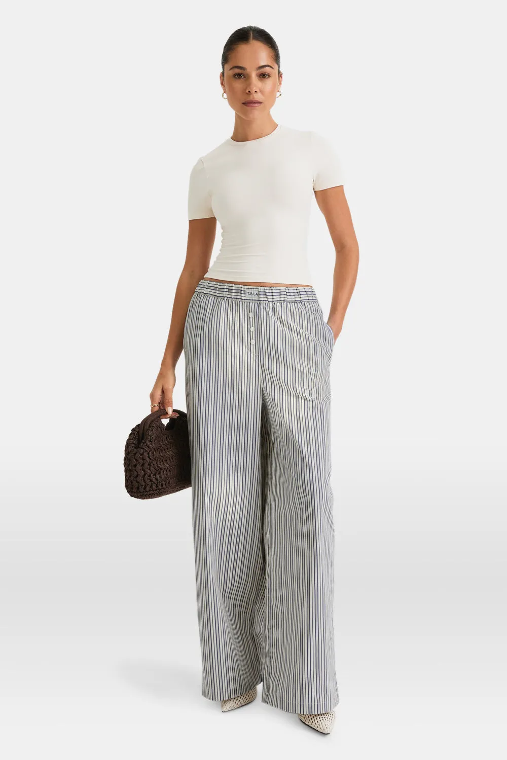 Poplin Trouser - Blue Stripe sold by TALA