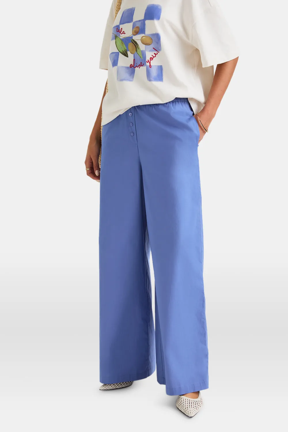 Poplin Trouser - Positano Blue sold by TALA product image thumbnail 3
