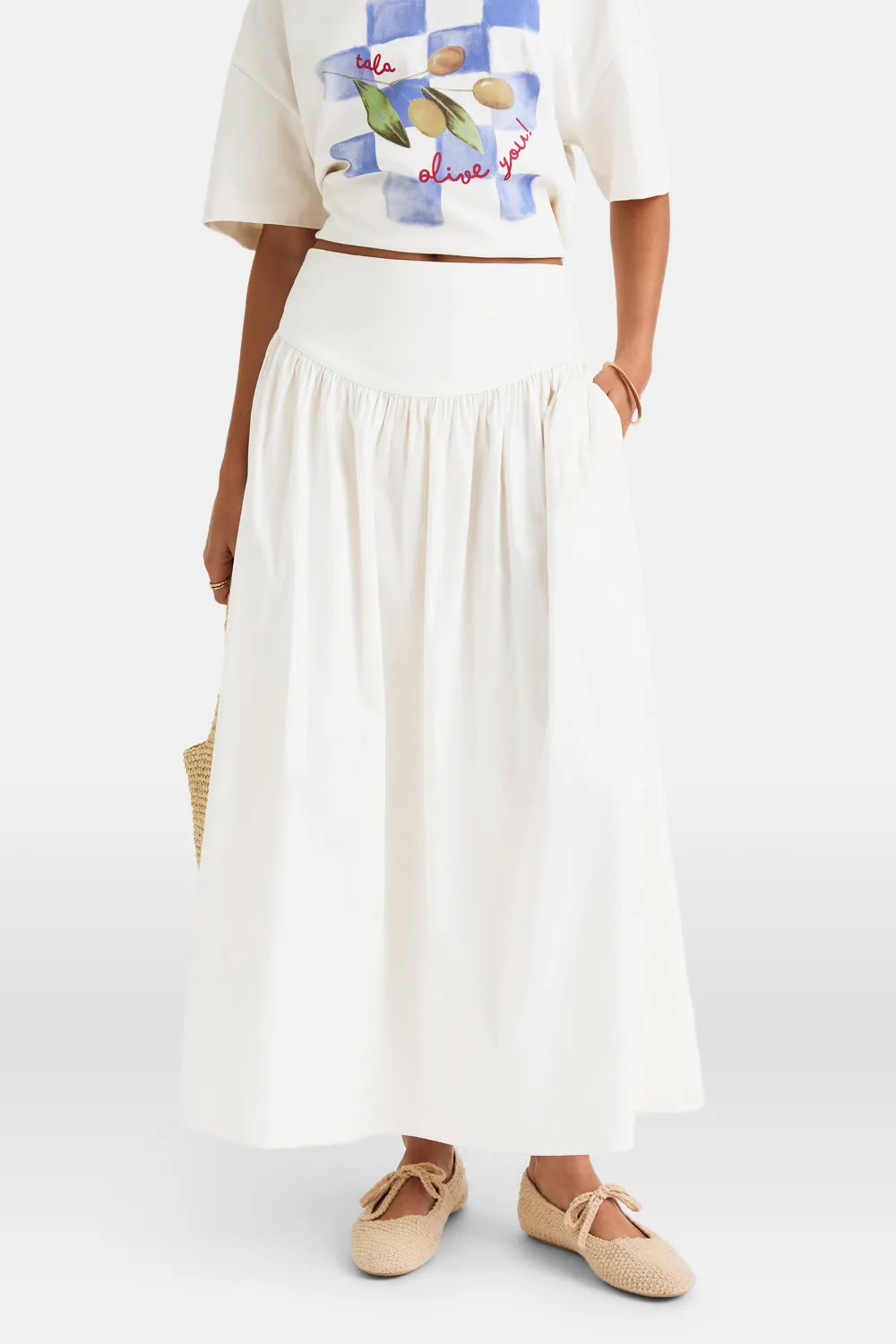 Poplin Maxi Skirt - Coconut Milk sold by TALA product image thumbnail 4