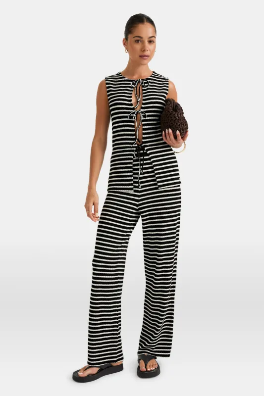 Stripe Knit Trouser - Black & White sold by TALA