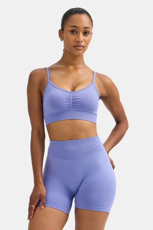 Sculpt Seamless Ruched Sports Bra - Aster Blue sold by TALA