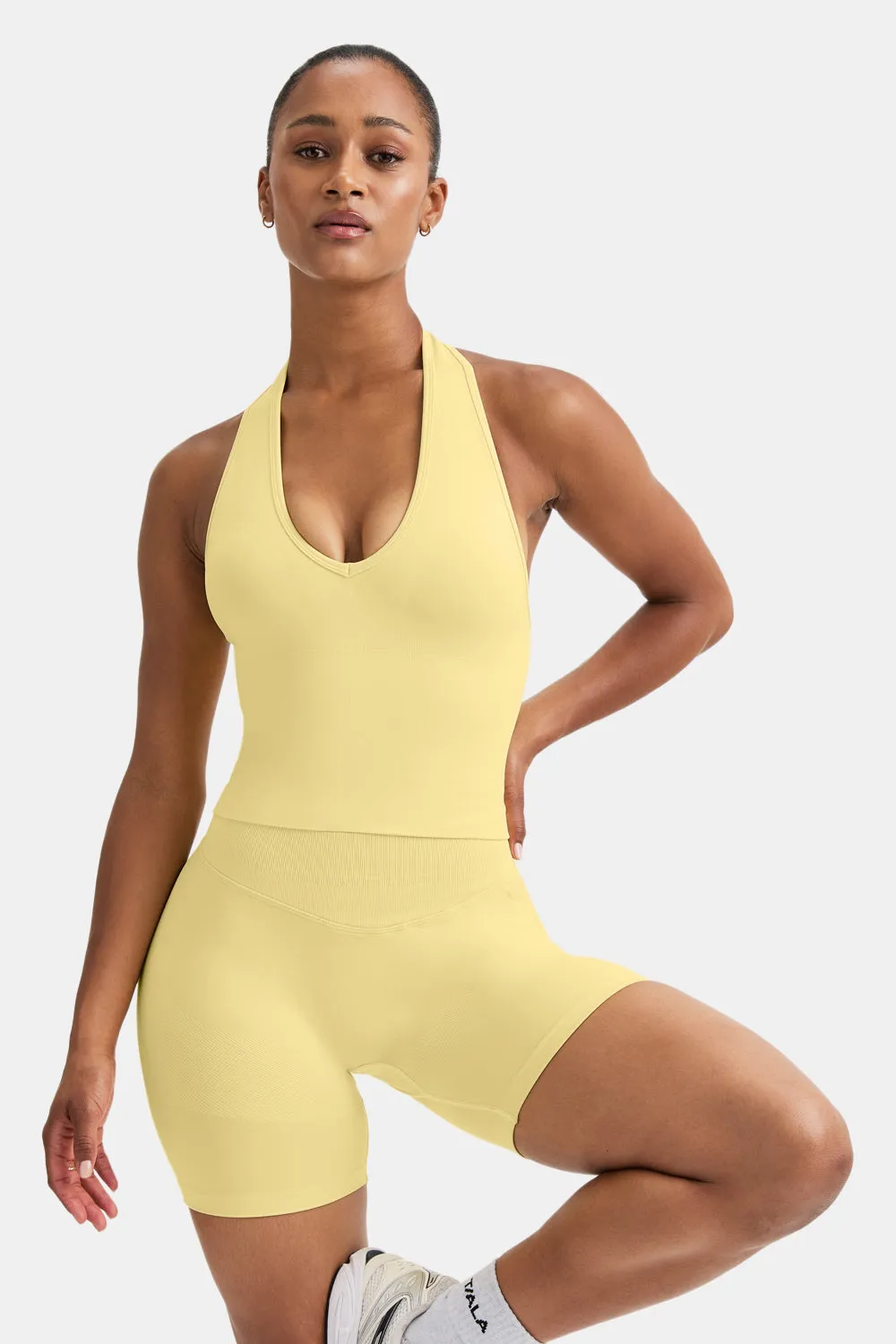 Sculpt Seamless Halter Tank - Butter Yellow sold by TALA