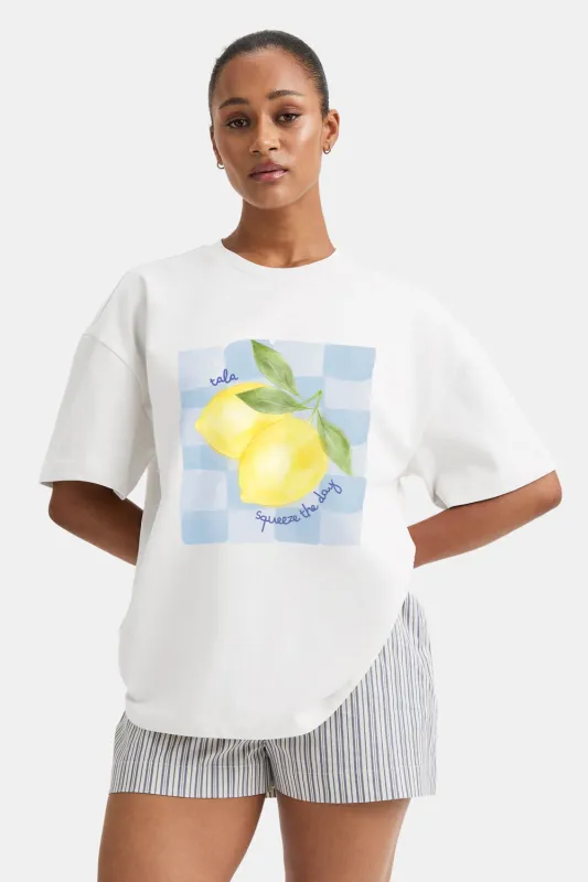 Lemon Graphic Tee - Ivory sold by TALA