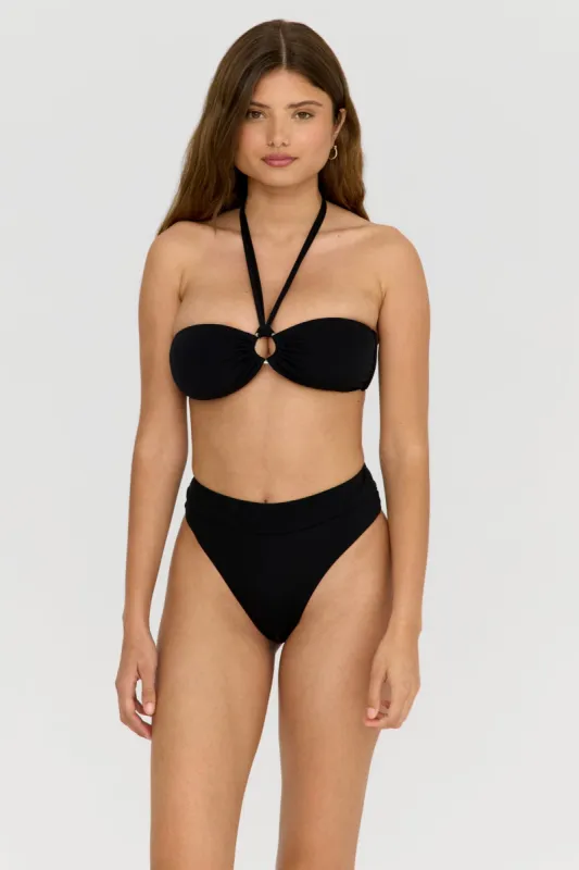 Marnie Multiway Bandeau Ring Bikini Top - Shadow Black sold by TALA