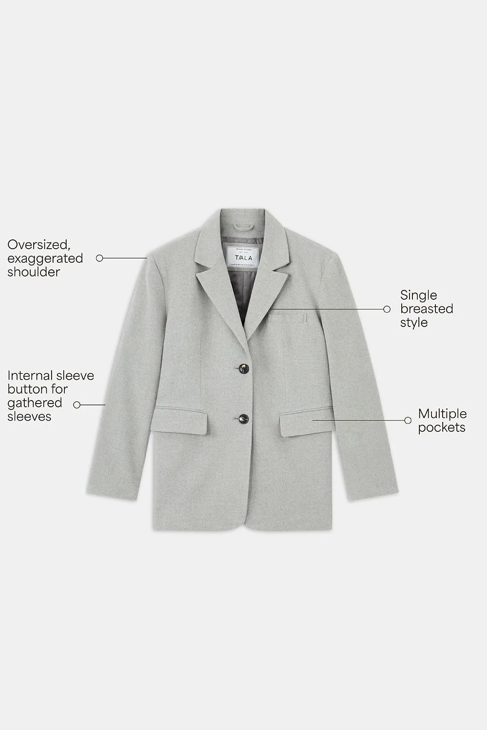 Everyday Tailoring Oversized Blazer - Iron Grey Marl sold by TALA product image thumbnail 2