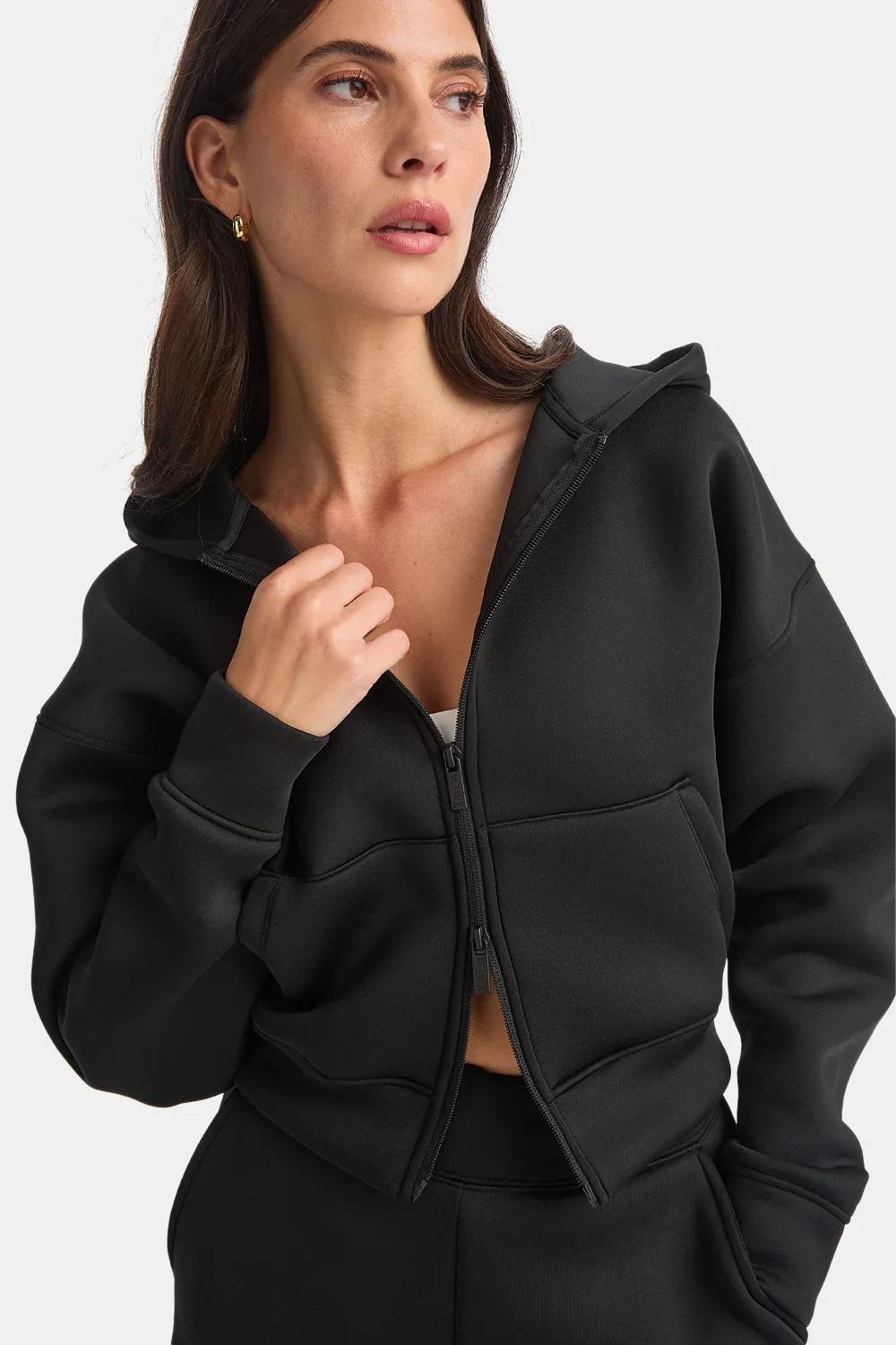 Scuba Zip Through Hoodie - Black sold by TALA