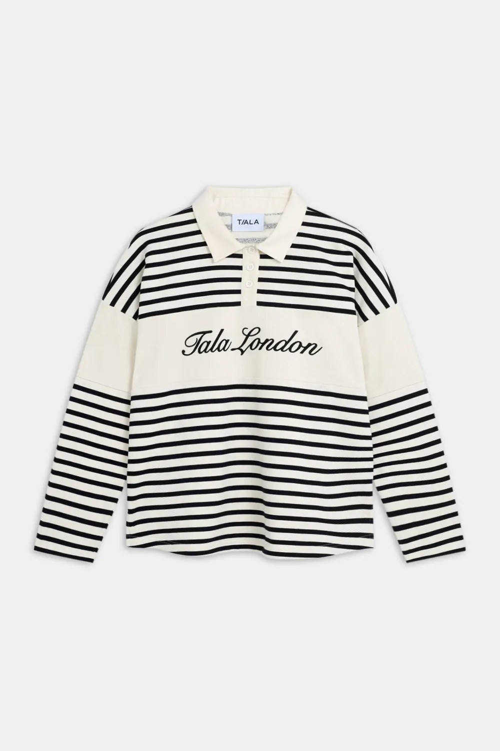 Rugby Polo Sweatshirt - Black / Ivory Stripe sold by TALA product image thumbnail 2