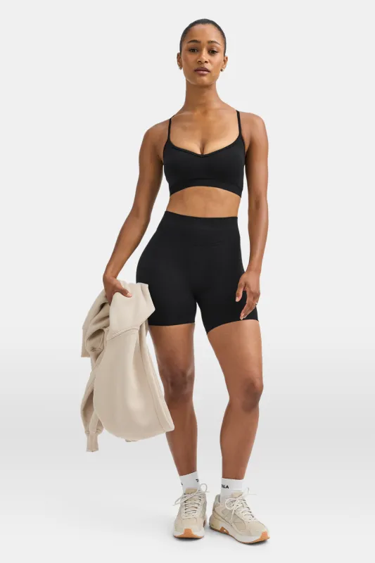 Sculpt Seamless Cross Back Sports Bra - Black Marl sold by TALA