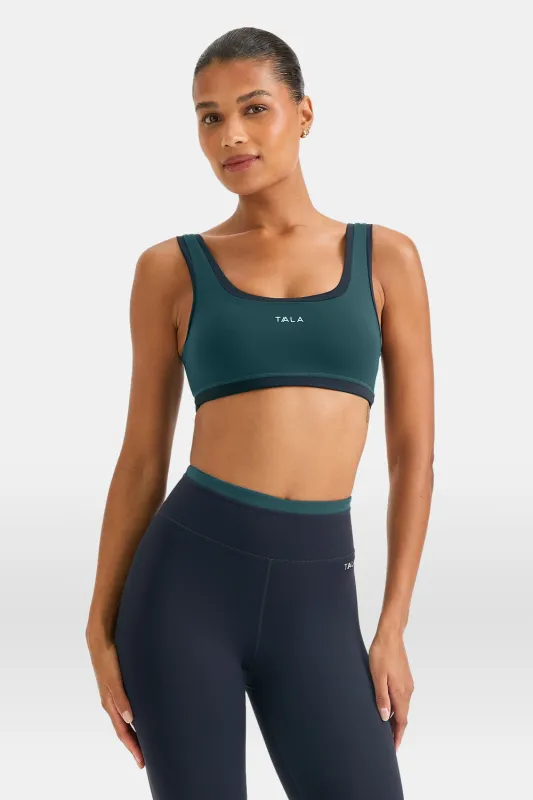 SkinLuxe Contrast Edge Sports Bra - Rich Teal / Midnight Navy sold by TALA