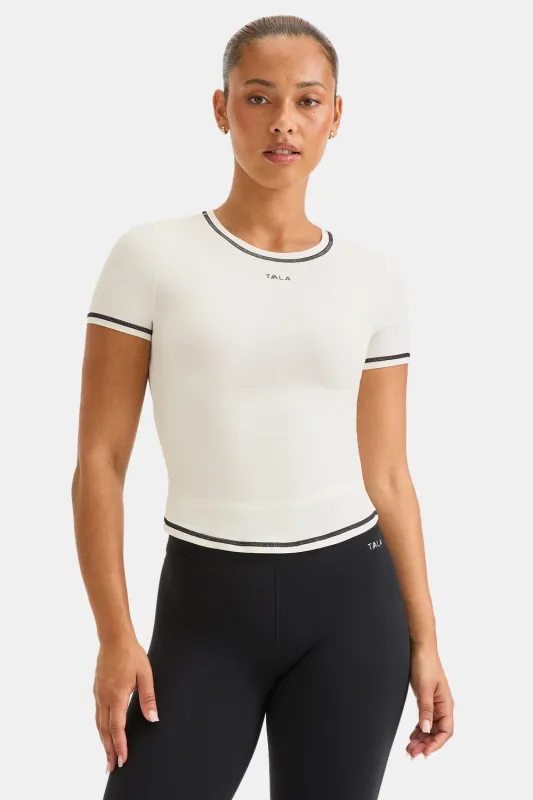 UltraLite Contrast Stitch Active T-Shirt - Ivory sold by TALA
