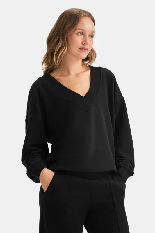 Oversized V Neck Sweatshirt - Black sold by TALA