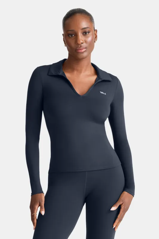 DayFlex Long Sleeve Lightweight Polo - Midnight Navy sold by TALA